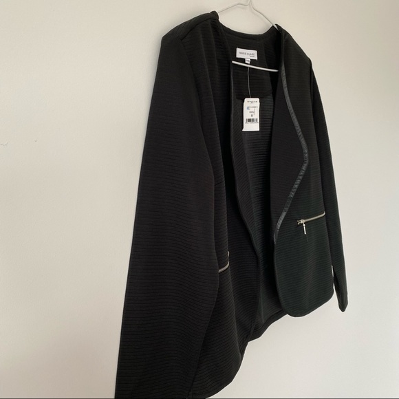 🆕 Black Blazer Jacket Zipper Pockets Size M - Picture 3 of 3